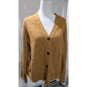 J.Jill Sweater Women Medium Caramel Brown Cable Knit Open Grandpa Boho Cardigan